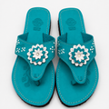 ESMAC Confort Acqua | Sandalia ligera turquesa con flor blanca