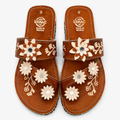 ESMAC Confort Duna | Sandalia ligera miel con flores crema