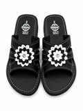 ESMAC Confort Noir | Sandalia ligera negra con flor blanca