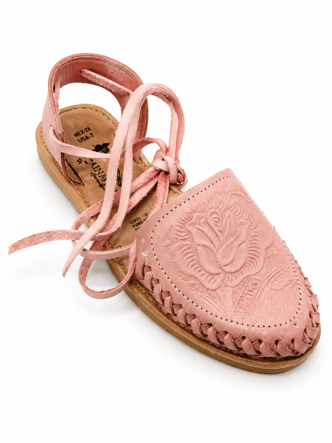 Huarache Boutique de Correas con Grabado de Rosa