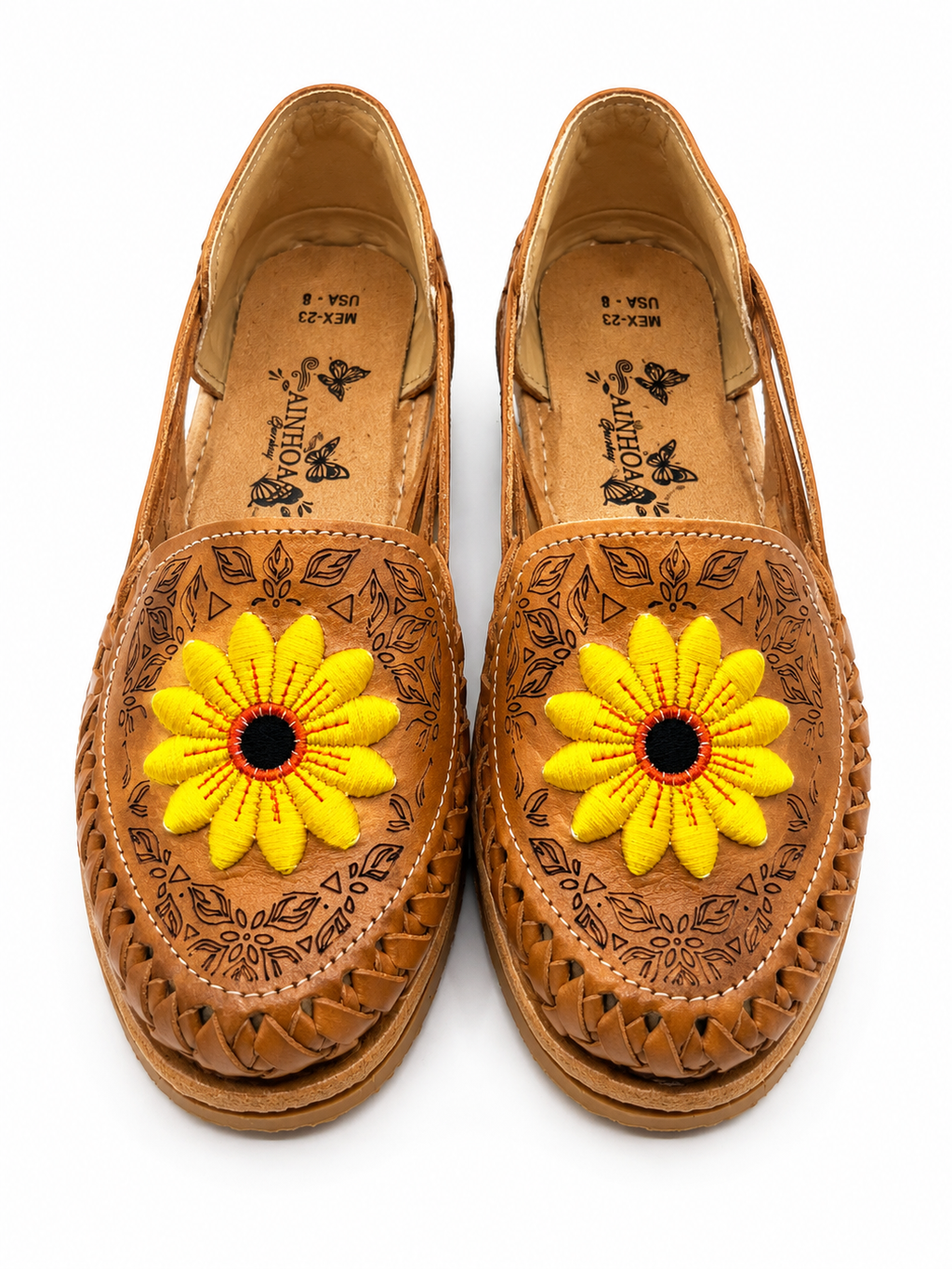 Huarache Boutique Cerrado con Bordado de Girasol
