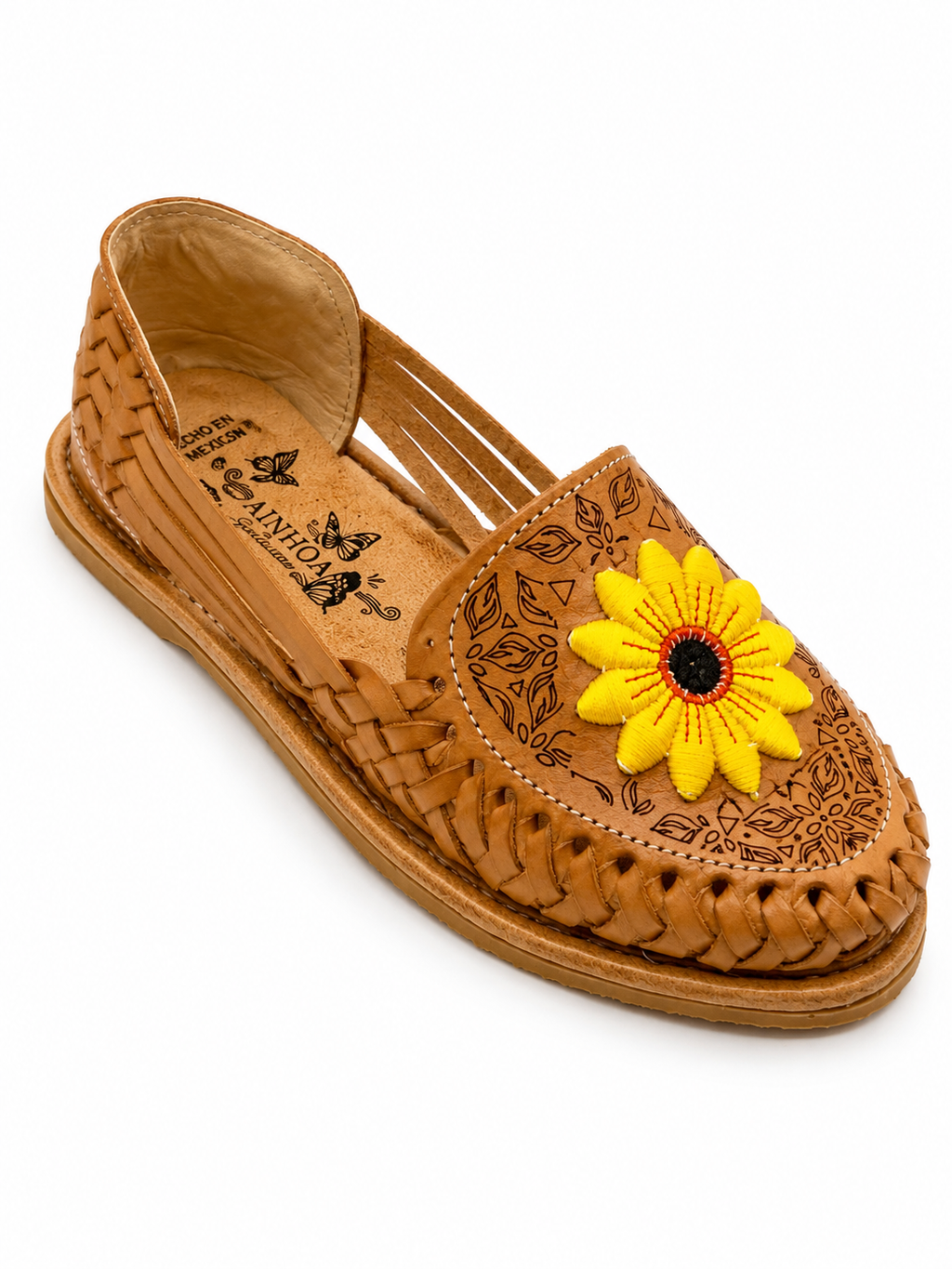 Huarache Boutique Cerrado con Bordado de Girasol