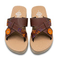 ESMAC Confort Toscana | Huarache ligero cruzado café con flor naranja