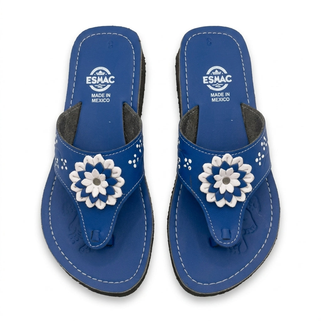 ESMAC Confort Capri | Sandalia ligera azul con flor blanca