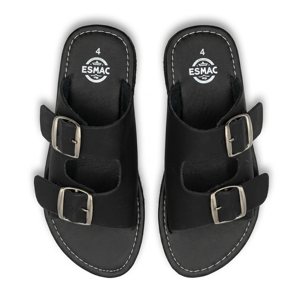 ESMAC Confort Milano | Sandalia ligera negra doble hebilla